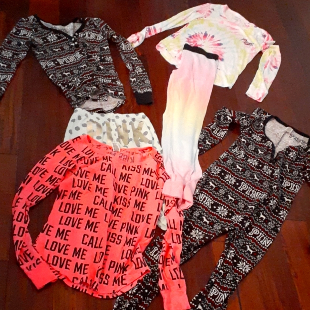 Pink Victoria Secret pajama set onesie